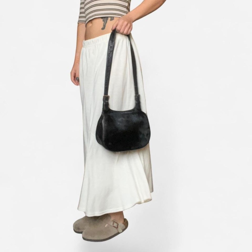Guess genuine leather cowhide black shoulder bag